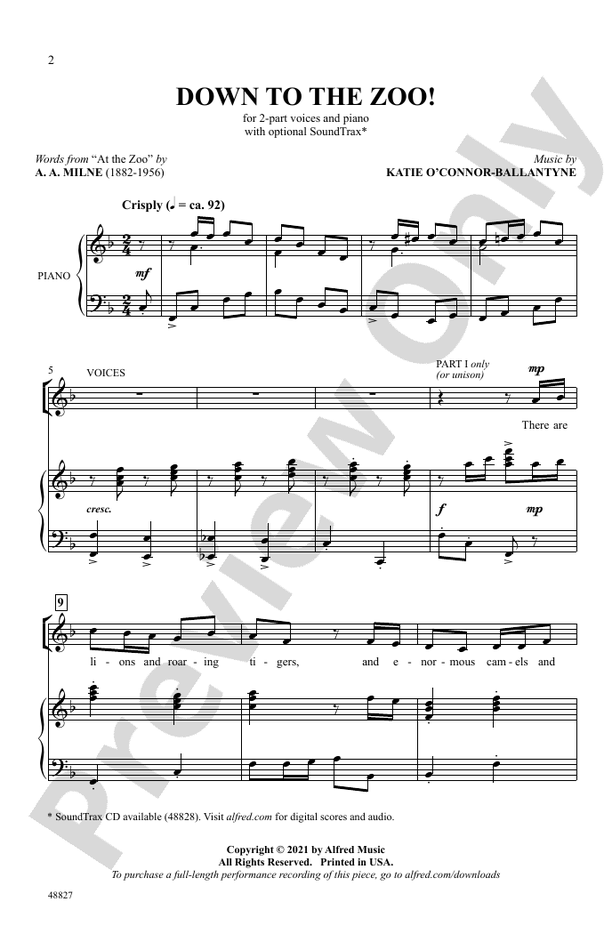 Down to the Zoo! – 2-Part Choral Octavo (Digital Download)