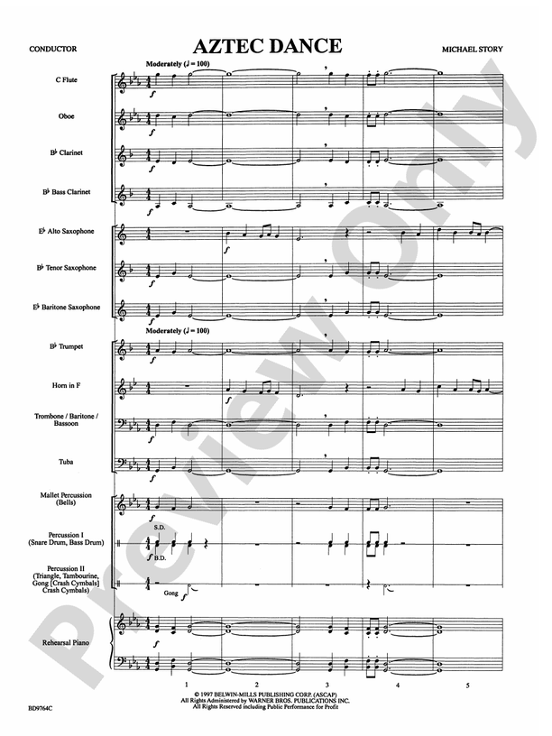 Aztec Dance - Concert Band Conductor Score & Parts (Digital Download)