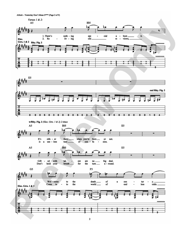 Yesterday Don't Mean S*** - Guitar TAB (Digital Download)