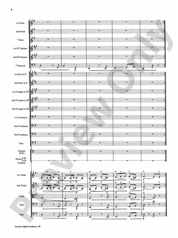 Dvorák's 8th Symphony, 4th Movement – Full Orchestra Conductor Score & Parts (Digital Download)