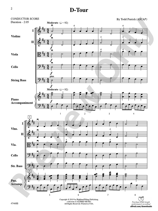 D-Tour - String Orchestra Conductor Score & Parts (Digital Download)