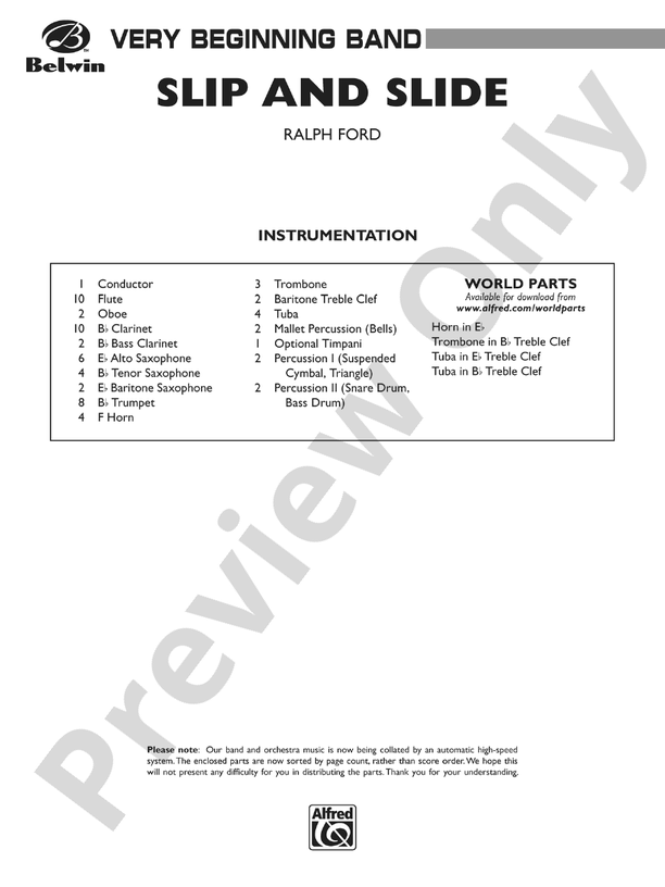 Slip and Slide - Concert Band Conductor Score & Parts (Digital Download)