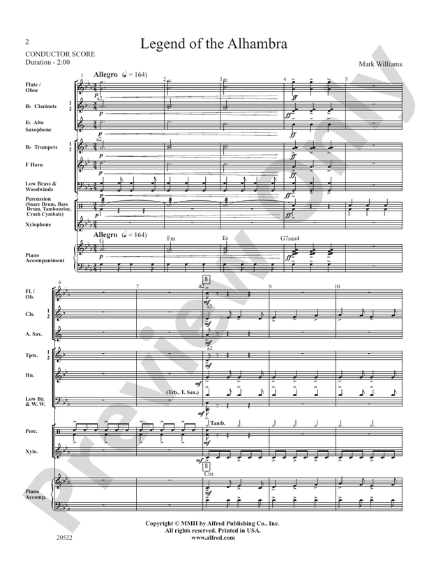 Legend of the Alhambra - Concert Band Conductor Score & Parts (Digital Download)