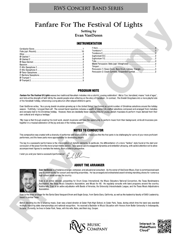 Fanfare for the Festival of Lights - Concert Band Conductor Score & Parts(Digital Download)