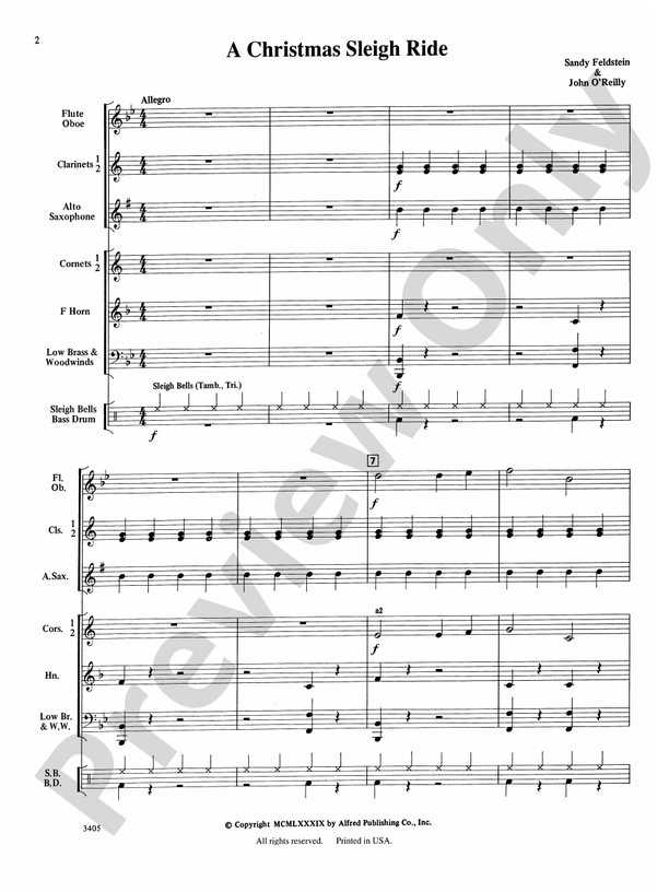 A Christmas Sleigh Ride - Concert Band Conductor Score & Parts (Digital Download)