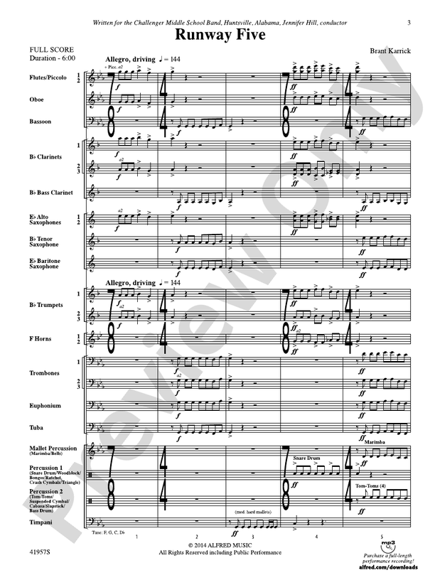 Runway Five - Concert Band Conductor Score & Parts (Digital Download)