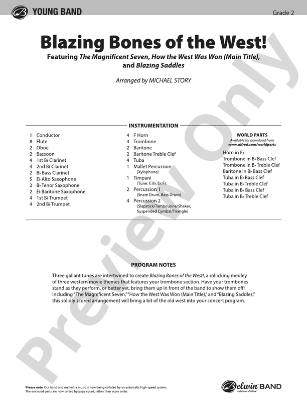 Blazing Bones of the West! - Concert Band Conductor Score & Parts (Digital Download)