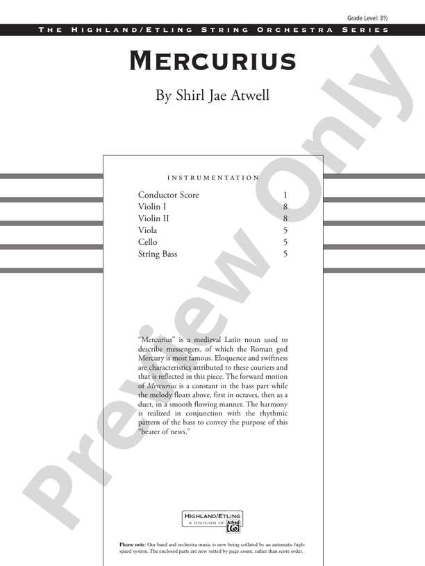 Mercurius – String Orchestra Conductor Score & Parts (Digital Download)