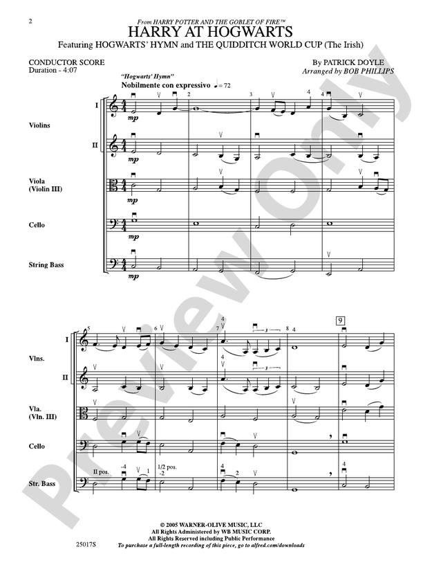 Harry at Hogwarts, Themes from Harry Potter and the Goblet of Fire™ – String Orchestra Conductor Score & Parts (Digital Download)