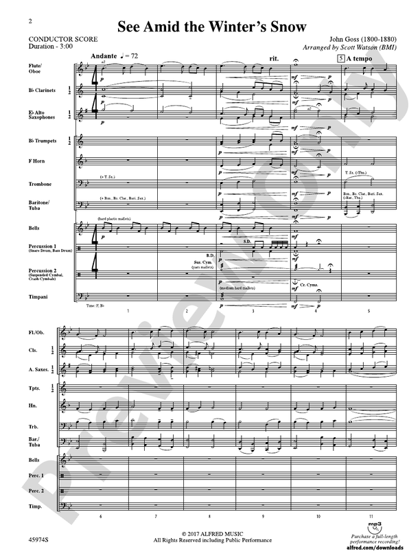 See Amid the Winter's Snow - Concert Band Conductor Score & Parts (Digital Download)