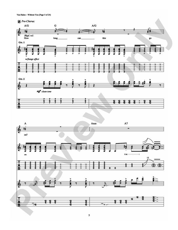 Without You - Van Halen - Guitar TAB (Digital Download)