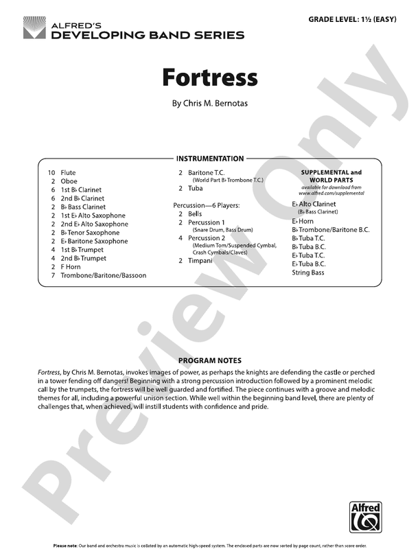 Fortress - Concert Band Conductor Score & Parts(Digital Download)