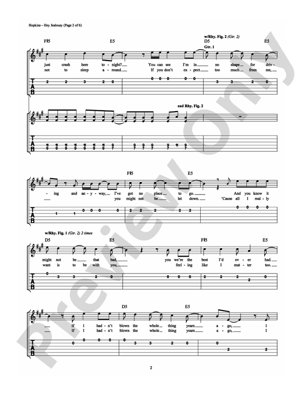 Hey Jealousy - Easy Guitar (Digital Download)