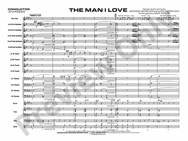 The Man I Love - Jazz Ensemble Conductor Score & Parts(Digital Download)
