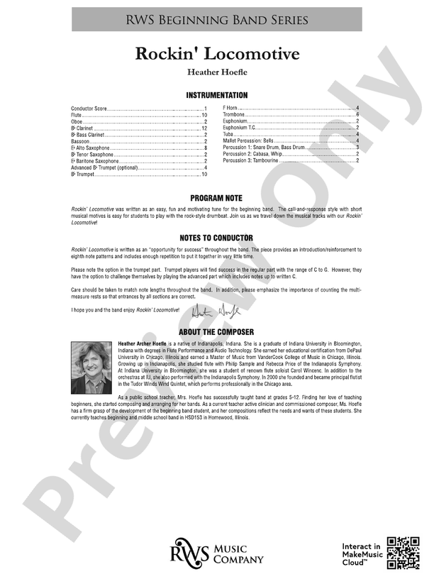 Rockin' Locomotive - Concert Band Conductor Score & Parts (Digital Download)
