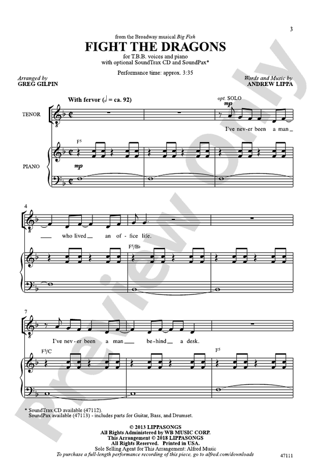 Fight the Dragons – TBB Choral Octavo (Digital Download)