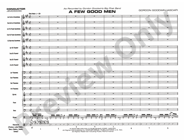 A Few Good Men (Grade 5.5) - Jazz Ensemble Conductor Score & Parts (Digital Download)