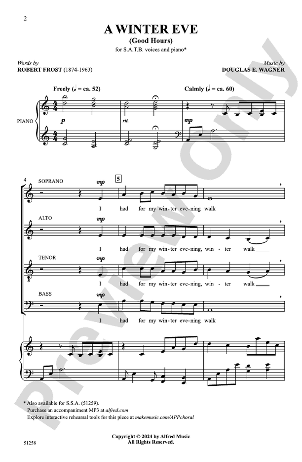 A Winter Eve - SATB Choral Octavo (Digital Download)