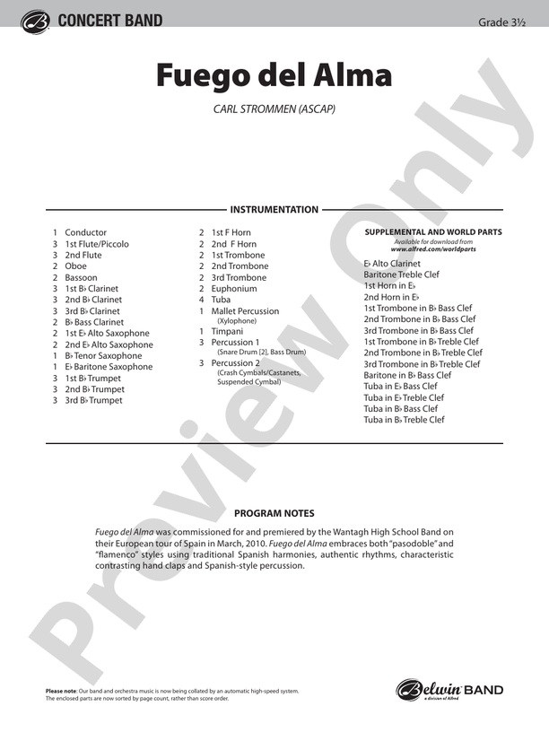 Fuego del Alma - Concert Band Conductor Score & Parts (Digital Download)