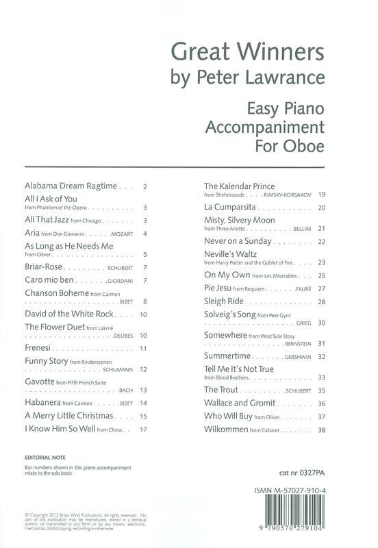 Great Winners for Oboe - Piano Accompaniment Only by Lawrance Brasswind BW0327PA