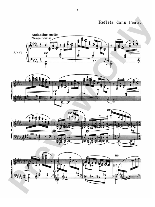 Debussy - Reflets Dans L'eau - Piano Solo (Digital Download)