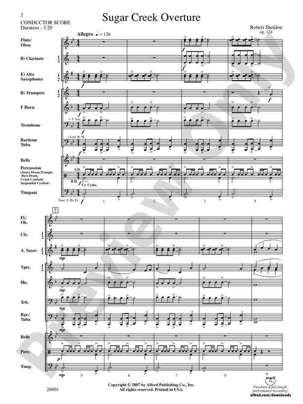 Sugar Creek Overture - Concert Band Conductor Score & Parts (Digital Download)