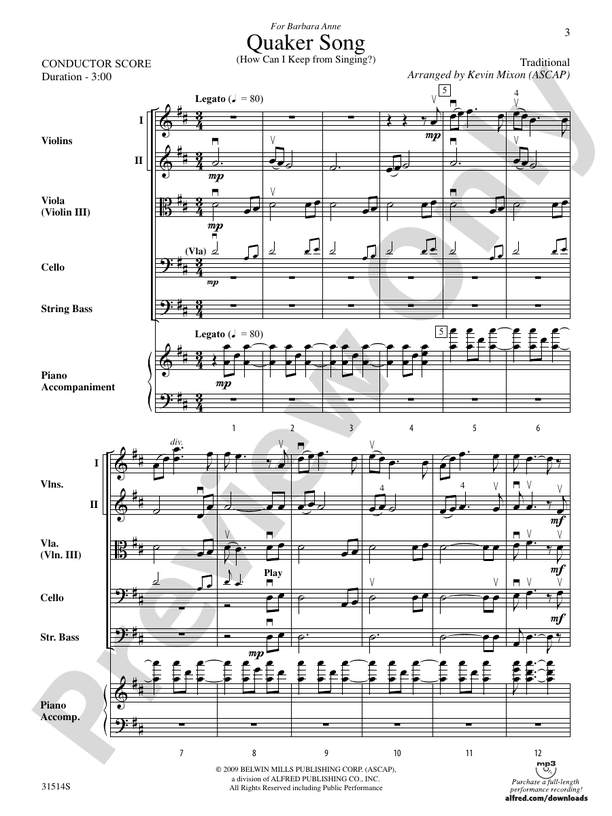 Quaker Song (How Can I Keep from Singing?) – String Orchestra Conductor Score & Parts (Digital Download)