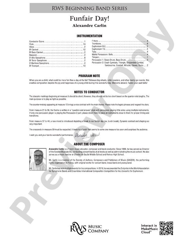 Funfair Day! - Concert Band Conductor Score & Parts (Digital Download)