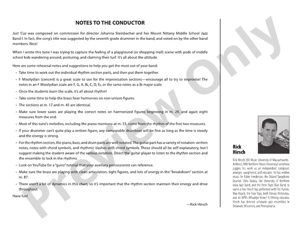 Just 'Cuz - Jazz Ensemble Conductor Score & Parts(Digital Download)