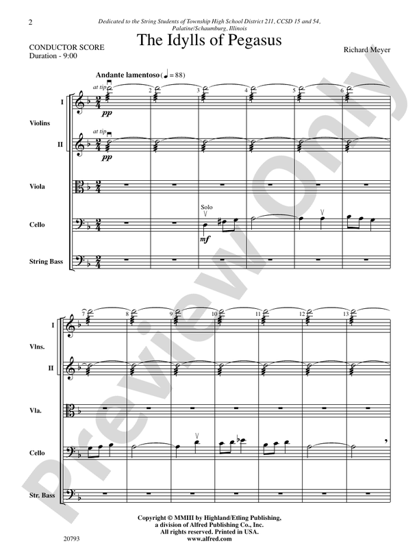 The Idylls of Pegasus – String Orchestra Conductor Score & Parts (Digital Download)