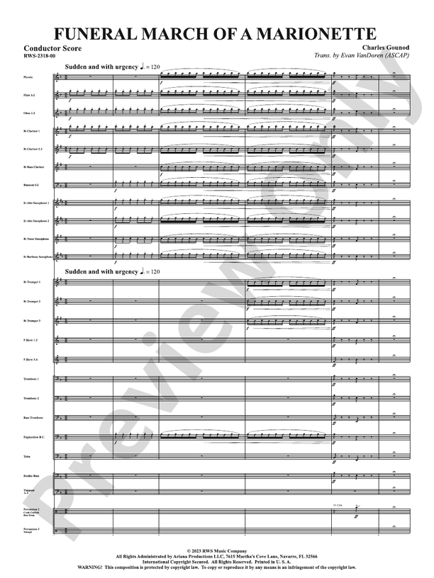 Funeral March of a Marionette - Concert Band Conductor Score & Parts (Digital Download)