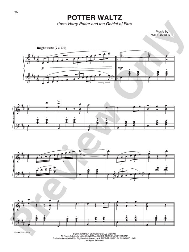 Potter Waltz (from "Harry Potter and the Goblet of Fire") - Piano (Digital Download)