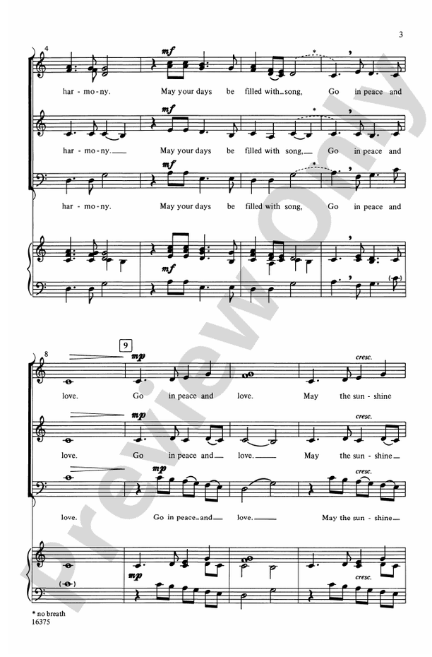 Go in Peace and Love – SSAB, a cappella Choral Octavo (Digital Download)