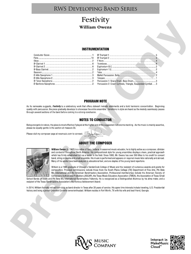 Festivity - Concert Band Conductor Score & Parts(Digital Download)