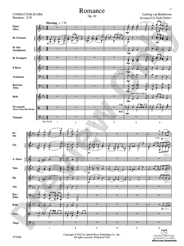 Romance, Op. 40 - Concert Band Conductor Score & Parts (Digital Download)