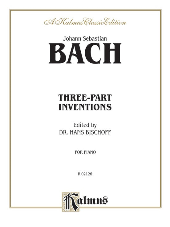 Bach - Three-Part Inventions (Ed. Hans Bischoff) - Piano Solo (Digital Download)