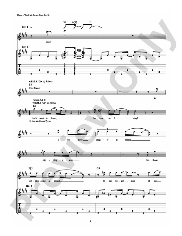 Wash Me Down - Sammy Hagar - Guitar TAB (Digital Download)