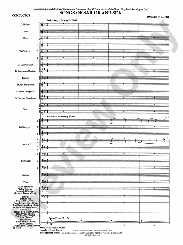 Songs of Sailor and Sea - Concert Band Conductor Score & Parts (Digital Download)