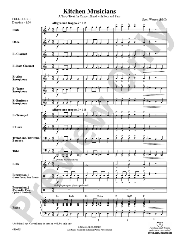 Kitchen Musicians - Concert Band Conductor Score & Parts (Digital Download)