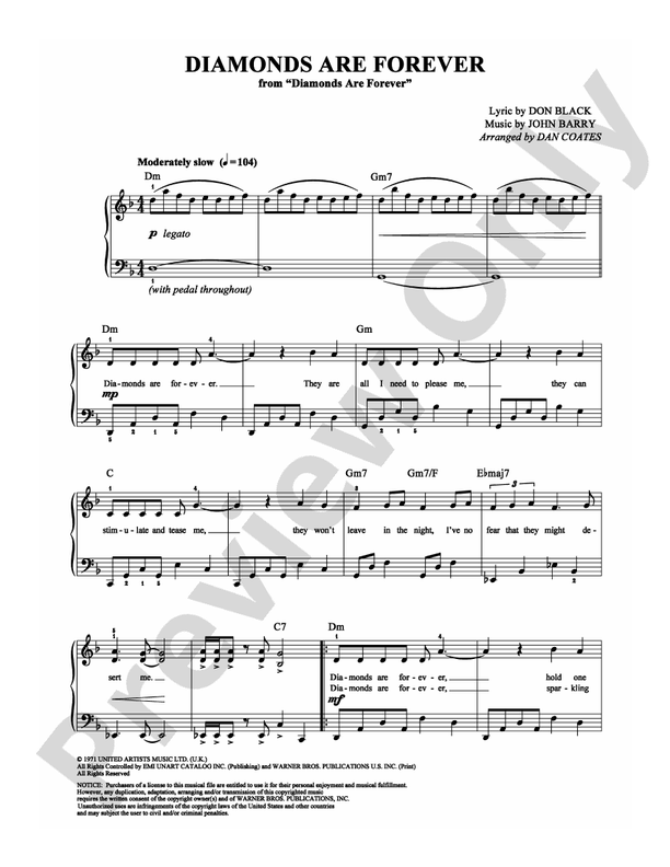 Diamonds Are Forever - Arr. Dan Coates - Easy Piano (Digital Download)