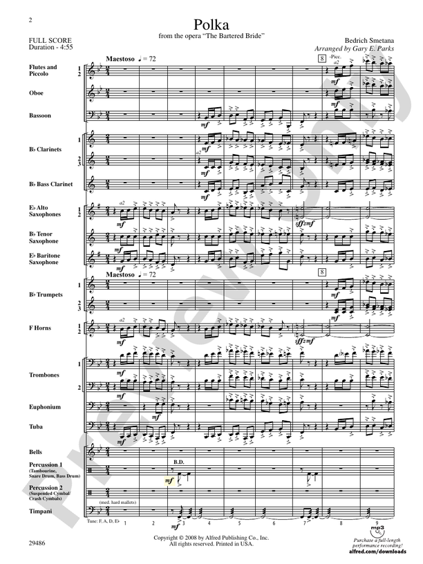 Polka from The Bartered Bride - Concert Band Conductor Score & Parts (Digital Download)