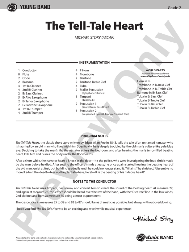 The Tell-Tale Heart - Concert Band Conductor Score & Parts (Digital Download)
