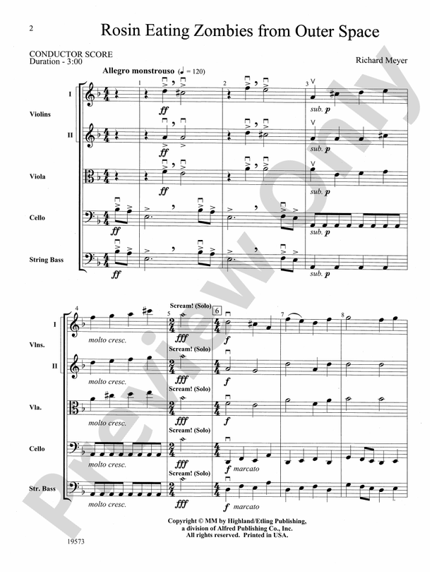 Rosin Eating Zombies from Outer Space – String Orchestra Conductor Score & Parts (Digital Download)