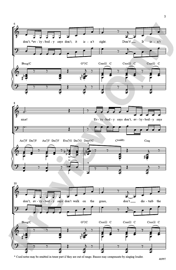 Everybody Says Don't – TTBB Choral Octavo (Digital Download)