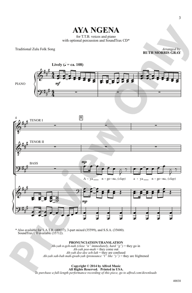 Aya Ngena – TTB Choral Octavo (Digital Download)
