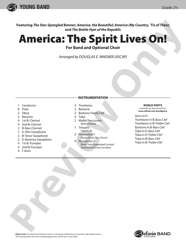America: The Spirit Lives On! (for Band and Optional Choir) - Concert Band Conductor Score & Parts (Digital Download)