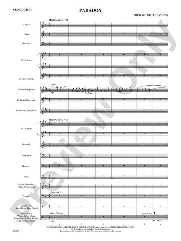 Paradox - Concert Band Conductor Score & Parts (Digital Download)