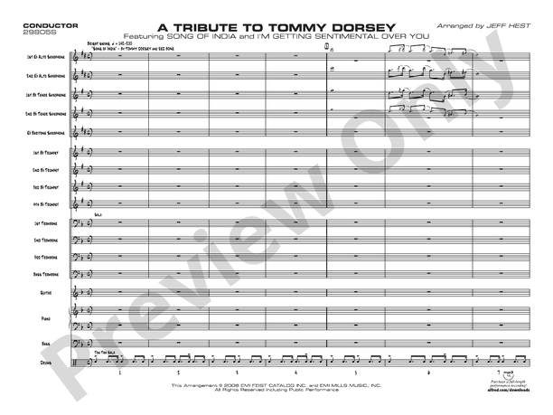 A Tribute to Tommy Dorsey - Jazz Ensemble Conductor Score & Parts(Digital Download)