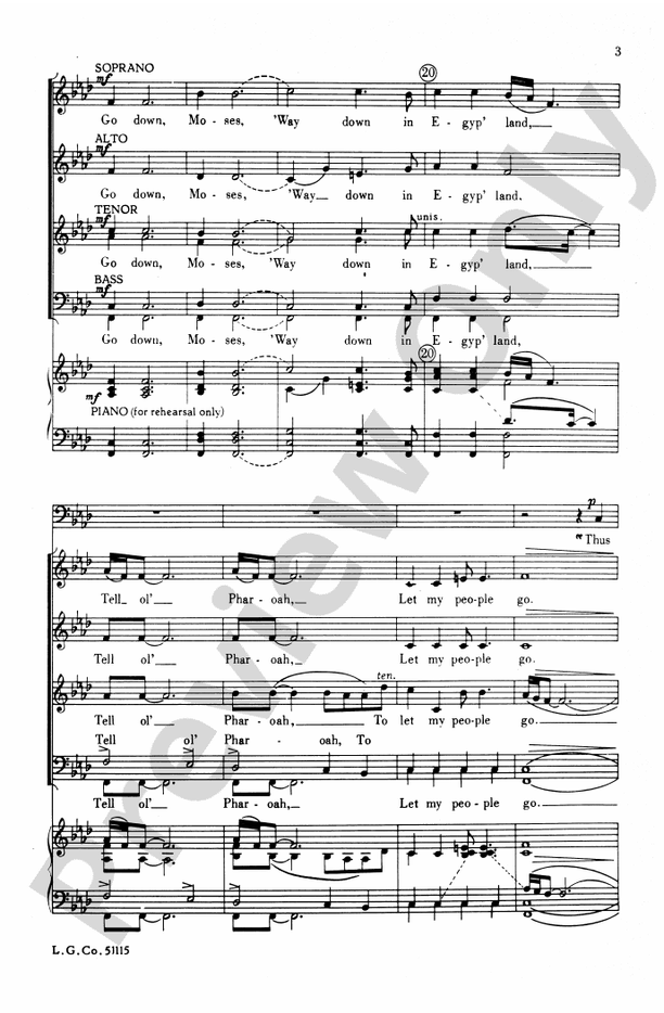 Go Down, Moses - Arr. Shaw/Parker – SATB Choral Octavo (Digital Download)