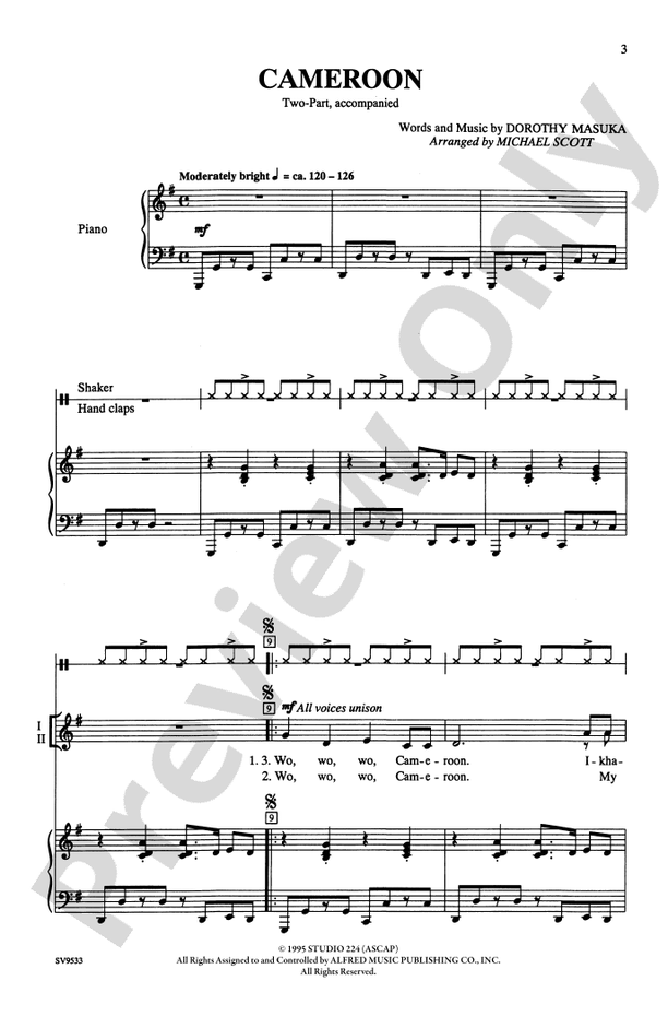 Cameroon – 2-Part Choral Octavo (Digital Download)